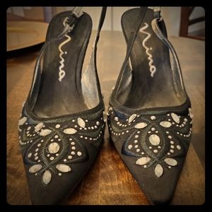 NINA SLINGBACK HEELS black